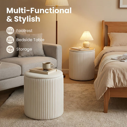 2-Piece Set Round Ottoman with Hidden Storage for Living Room detail image