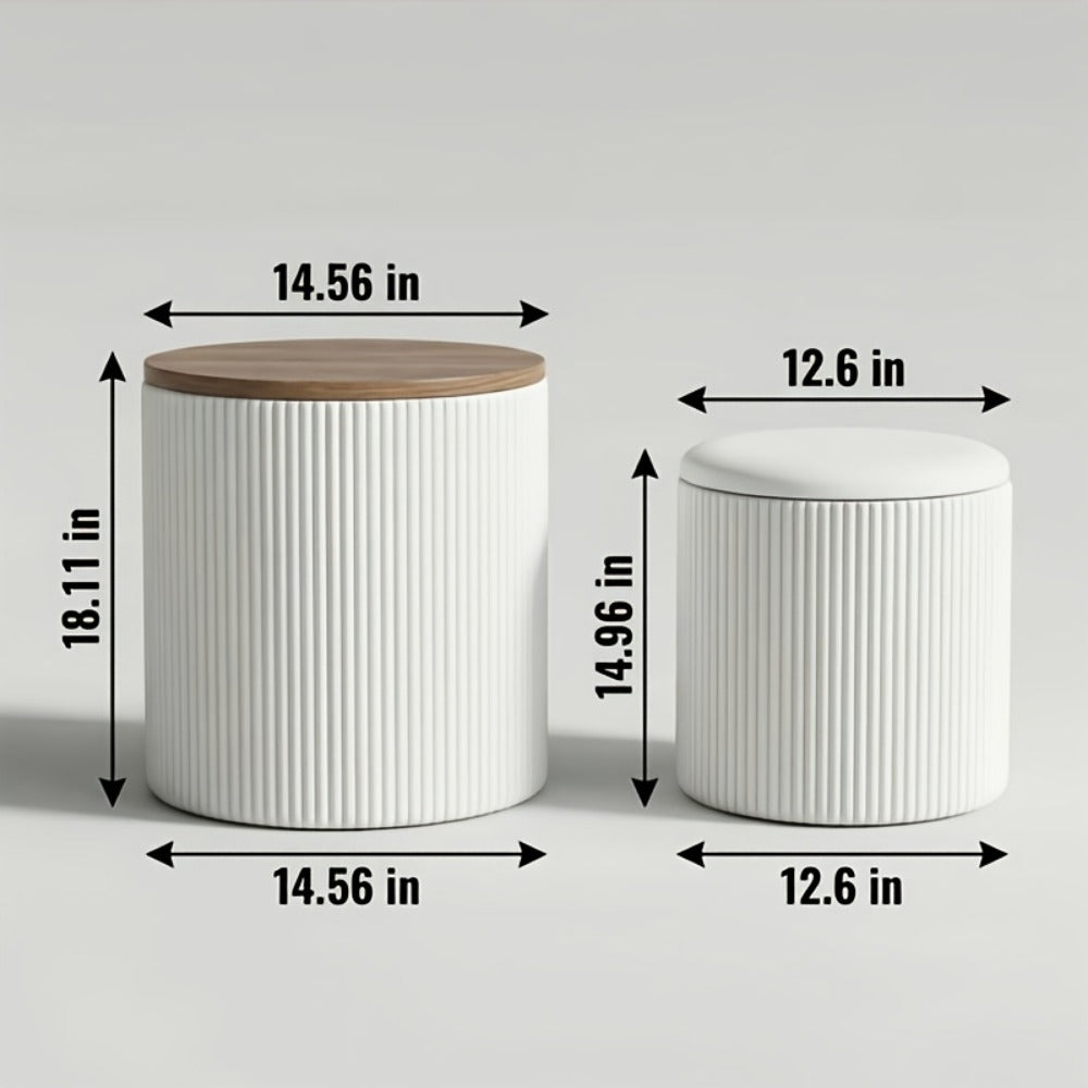 2-Piece Set Round Ottoman with Hidden Storage for Living Room detail image - detail view 4