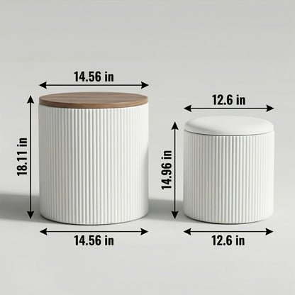 2-Piece Set Round Ottoman with Hidden Storage for Living Room detail image - detail view 4