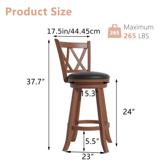 2-Piece Set Upholstered Bar Stool with Solid Wood Construction for Kitchen detail image