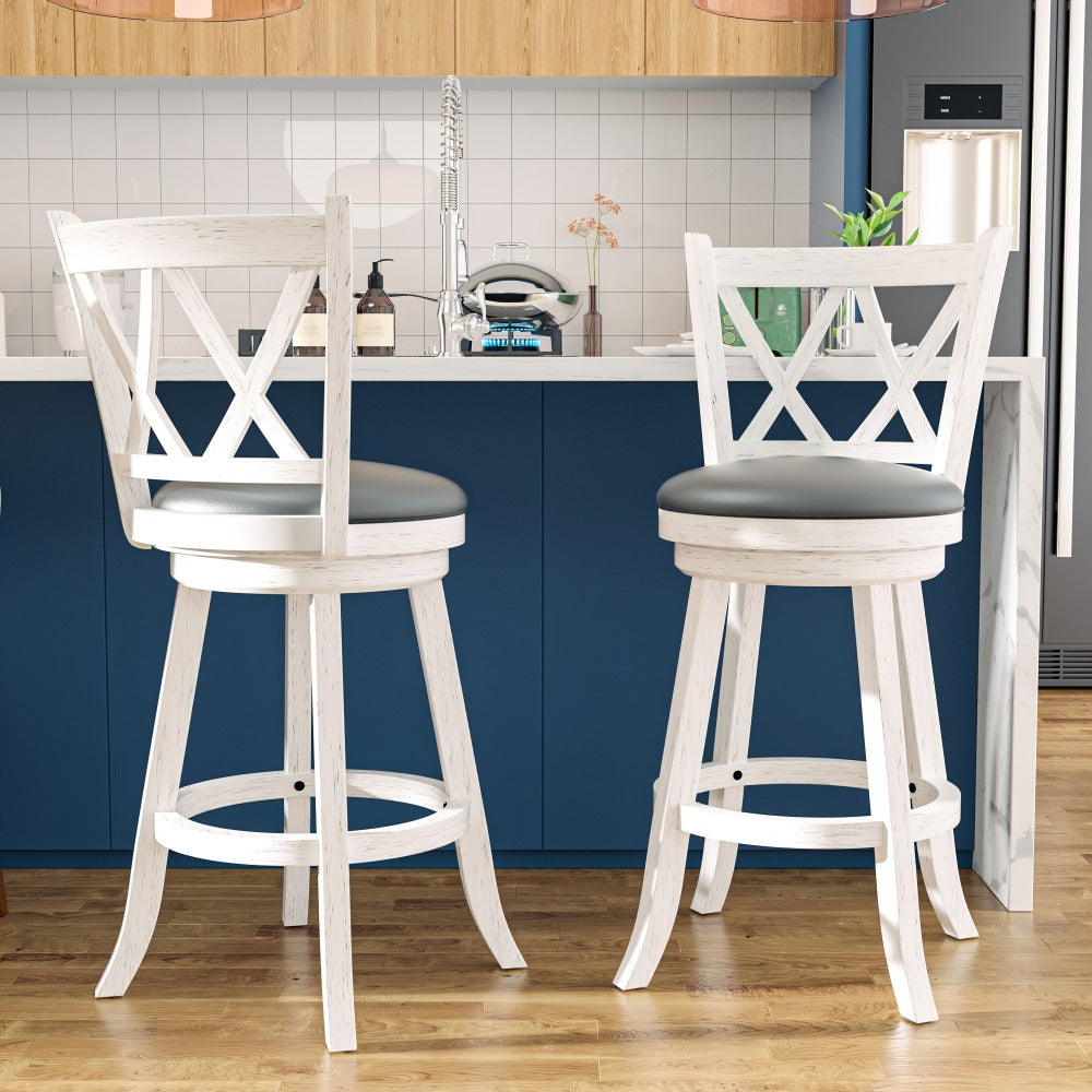 2-Piece Set Upholstered Bar Stool with Solid Wood Construction for Kitchen detail image - detail view 3