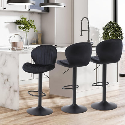 2-Piece Set Velvet Bar Stool with Adjustable Height and Footrest for Kitchen detail image - detail view 11