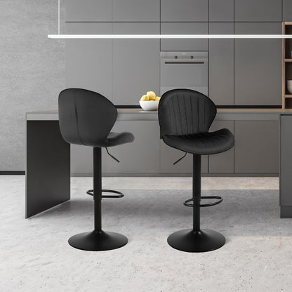 2-Piece Set Velvet Bar Stool with Adjustable Height and Footrest for Kitchen detail image - detail view 12