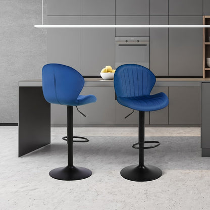 2-Piece Set Velvet Bar Stool with Adjustable Height and Footrest for Kitchen detail image - detail view 14