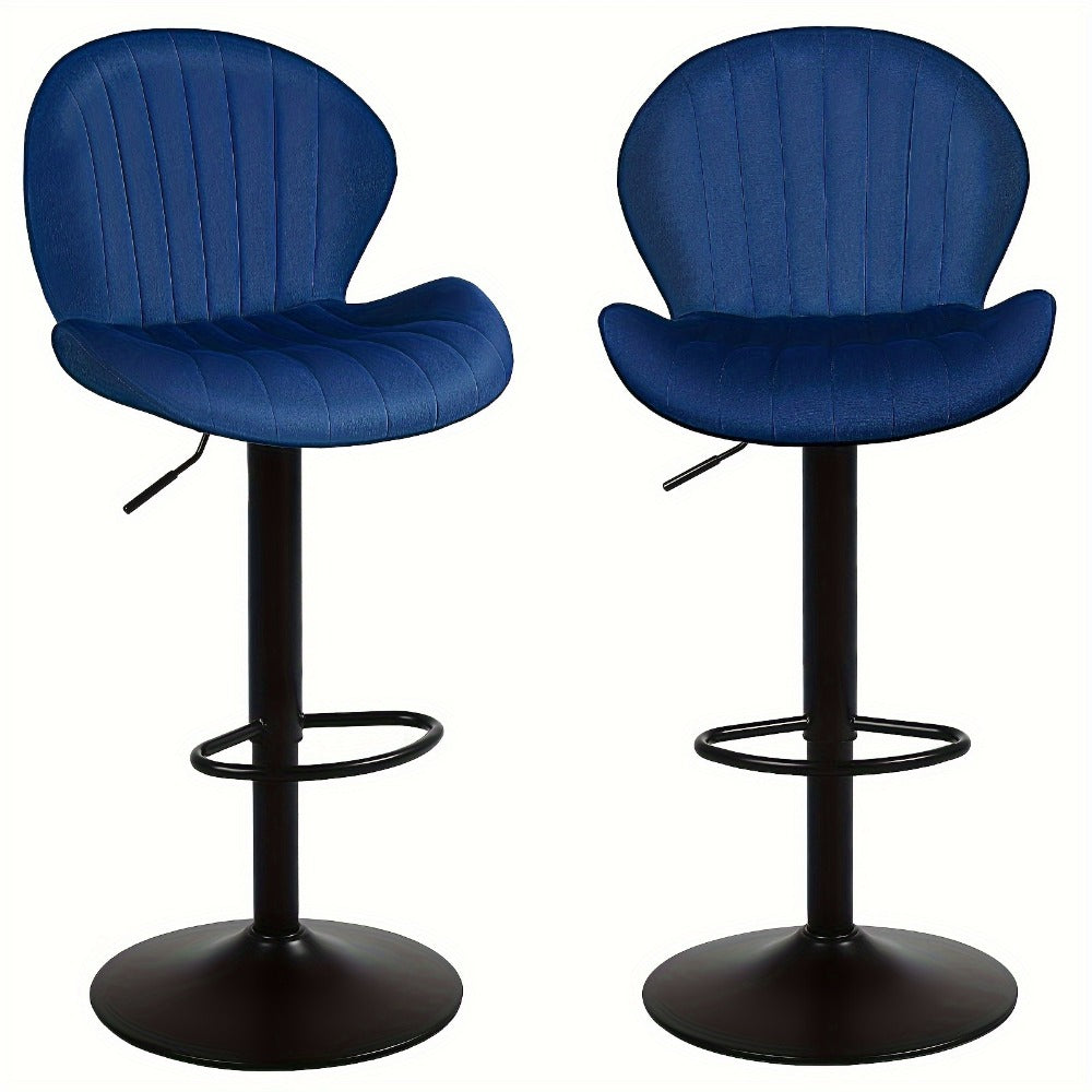 2-Piece Set Velvet Bar Stool with Adjustable Height and Footrest for Kitchen detail image - detail view 7
