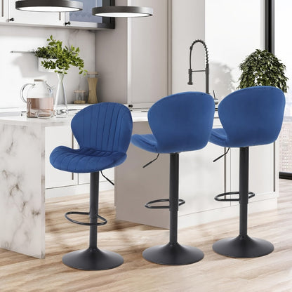 2-Piece Set Velvet Bar Stool with Adjustable Height and Footrest for Kitchen detail image - detail view 9