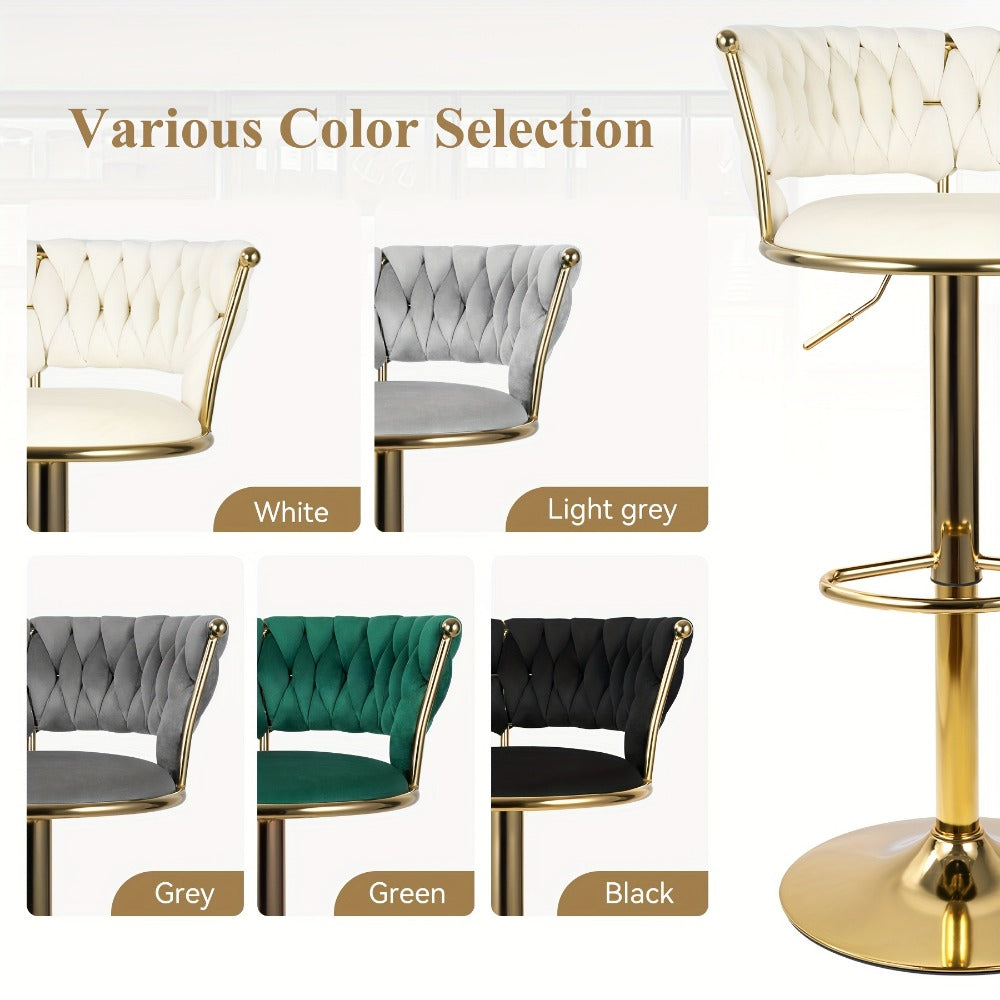 2-Piece Set Velvet Bar Stool with Adjustable Height for Kitchen detail image - detail view 14