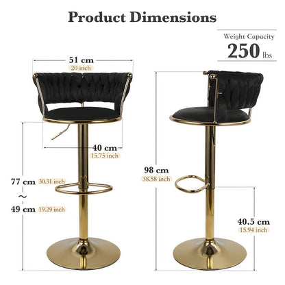2-Piece Set Velvet Bar Stool with Adjustable Height for Kitchen detail image - detail view 4