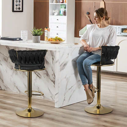 2-Piece Set Velvet Bar Stool with Adjustable Height for Kitchen detail image - detail view 6