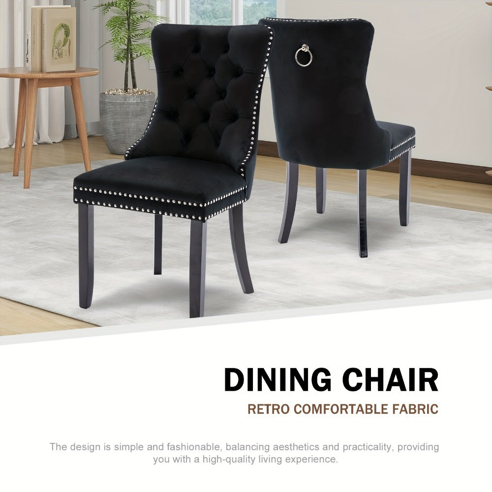 2-Piece Set Velvet Dining Chair with Tufted Back for Kitchen detail image - detail view 17
