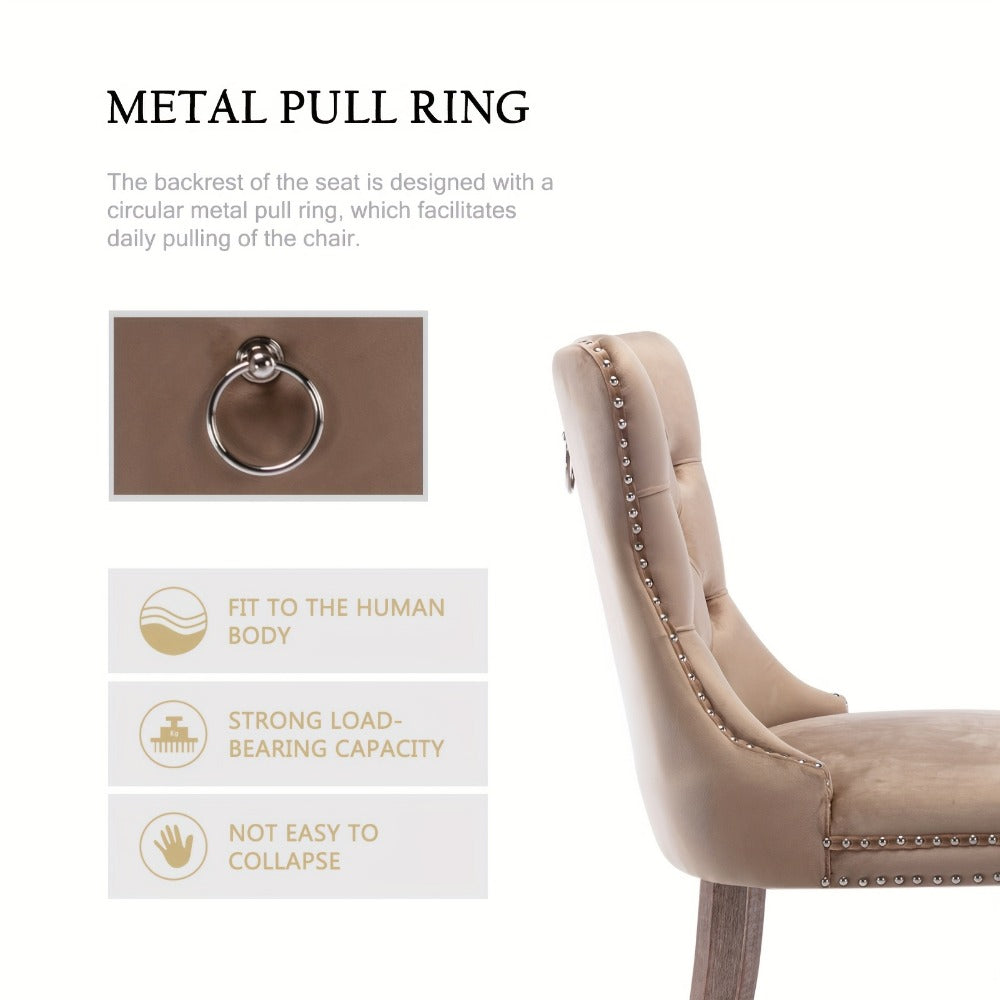2-Piece Set Velvet Dining Chair with Tufted Back for Kitchen detail image - detail view 8