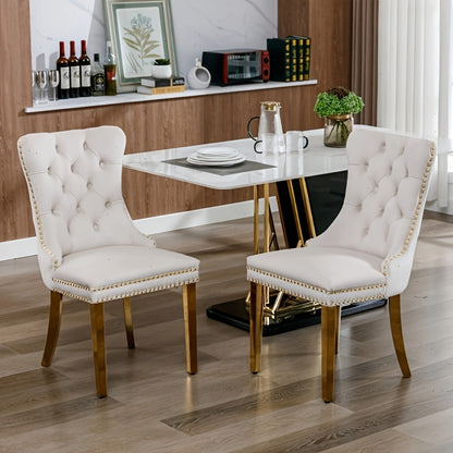 Upholstered Dining Chairs shown in the Beige Color, Set Of 2 option