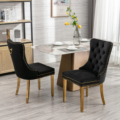 Upholstered Dining Chairs shown in the Black, Set Of 2 option