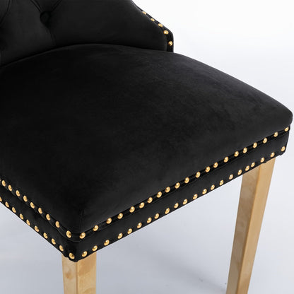 2-Piece Set Velvet Upholstered Dining Chairs with Solid Wood Construction for Kitchen detail image - detail view 12