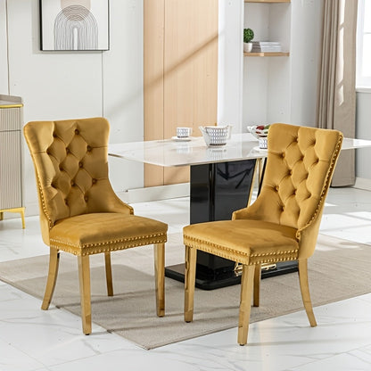 Upholstered Dining Chairs shown in the Golden, Set Of 2 option