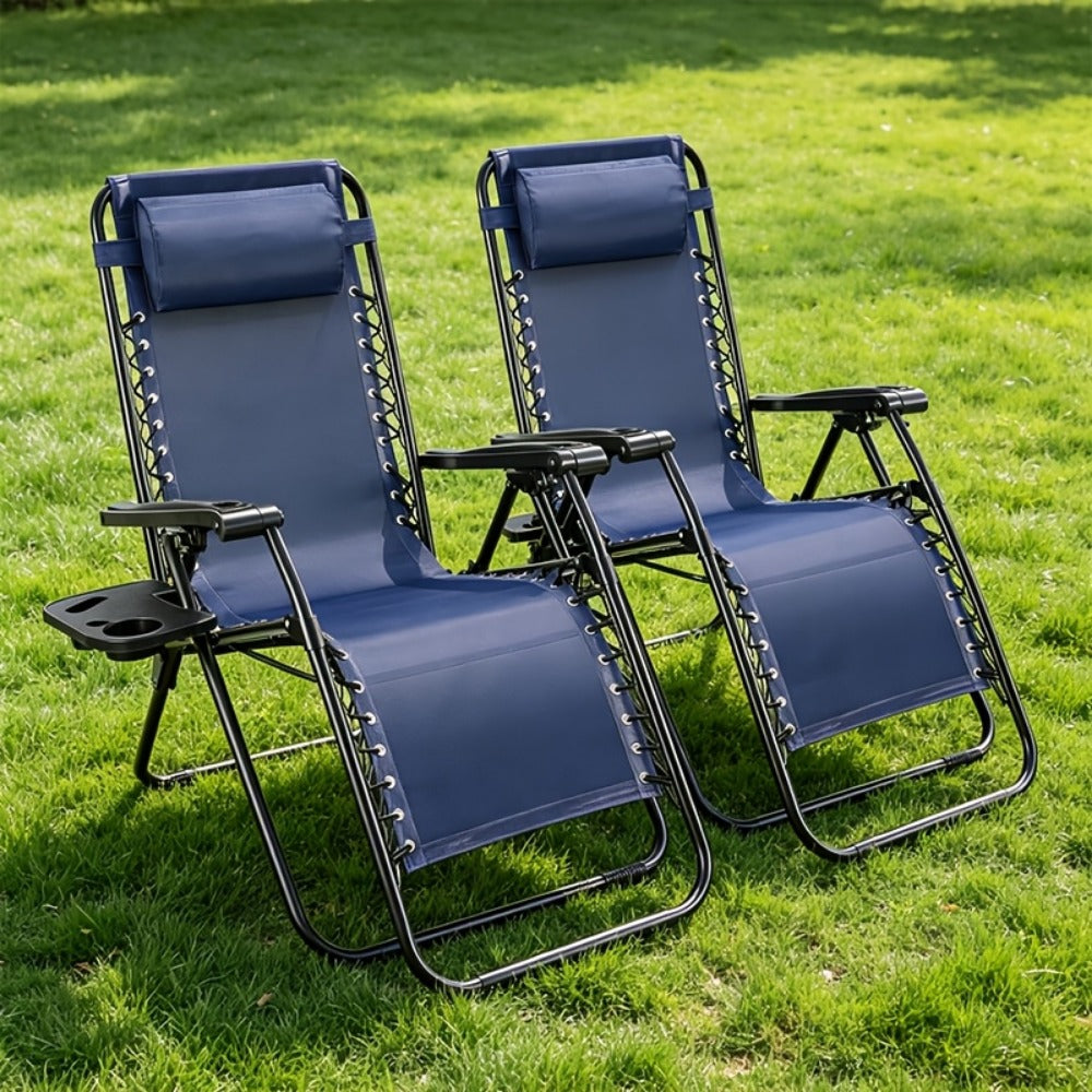 2-Piece Set Zero-Gravity Outdoor Lounge Chair with Cup Holder detail image - detail view 13
