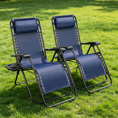 2-Piece Set Zero-Gravity Outdoor Lounge Chair with Cup Holder detail image - detail view 13