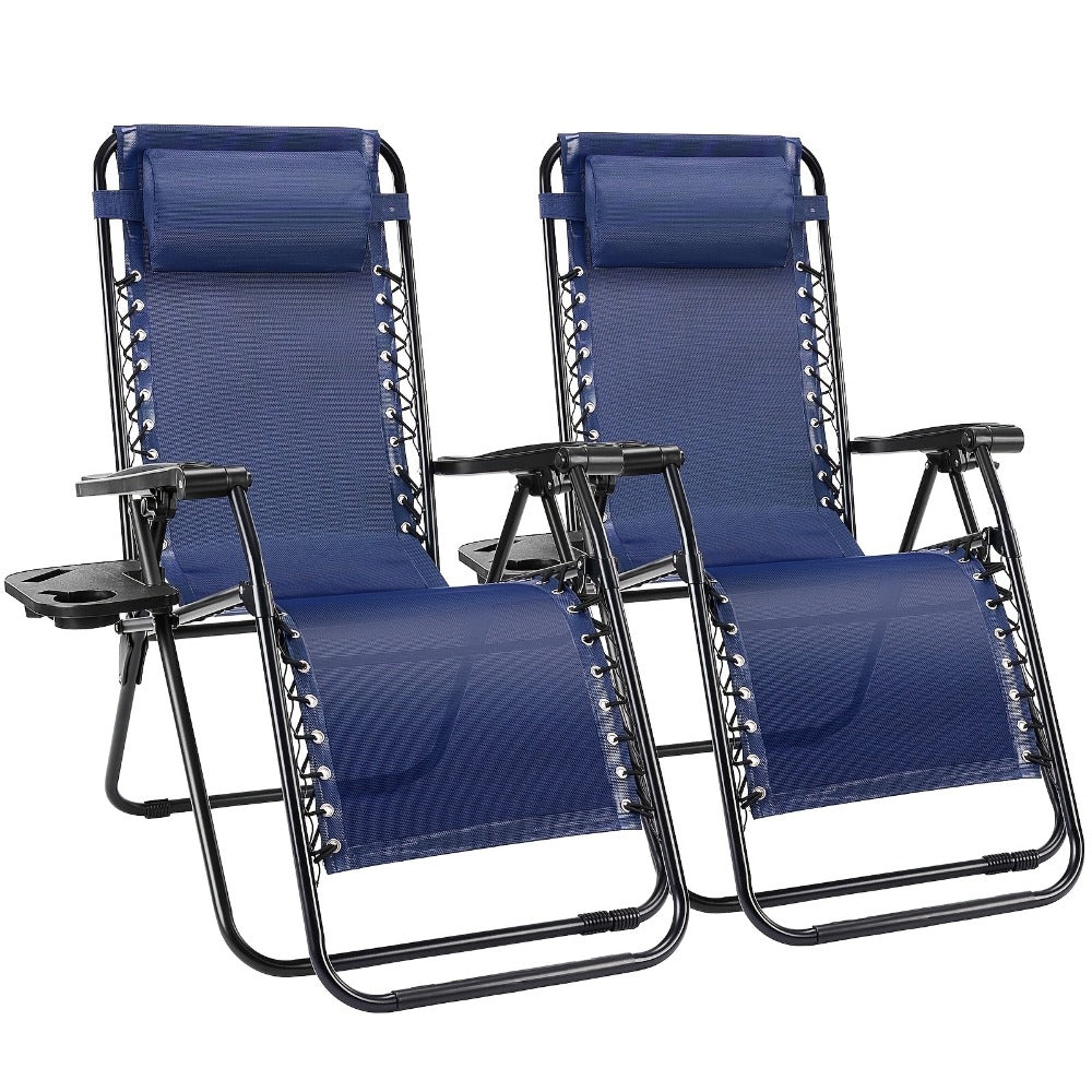 2-Piece Set Zero-Gravity Outdoor Lounge Chair with Cup Holder detail image - detail view 5