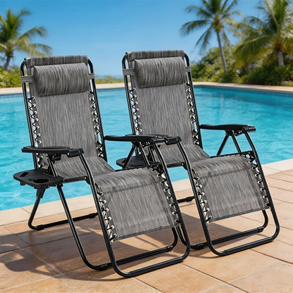 Outdoor Lounge Chair, Zero Gravity Chairs Set of 2 Outdoor Recliner with Cup Holder & shown in the main product view