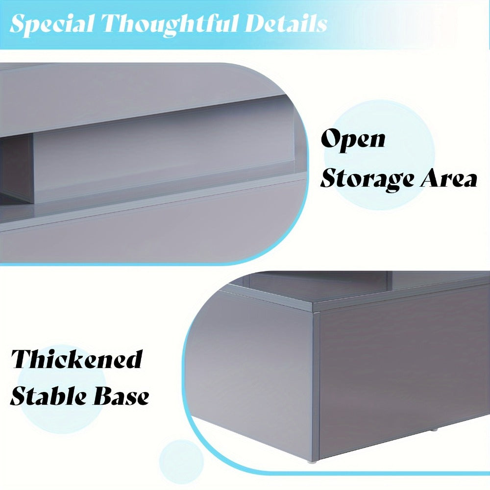 2-Tier Coffee Table with LED Lighting, Living Room Coffee Table detail image - detail view 5