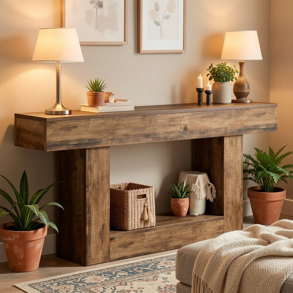 2-Tier Console Table, Narrow Entryway Table for Work, Display, and Everyday Use detail image - detail view 10