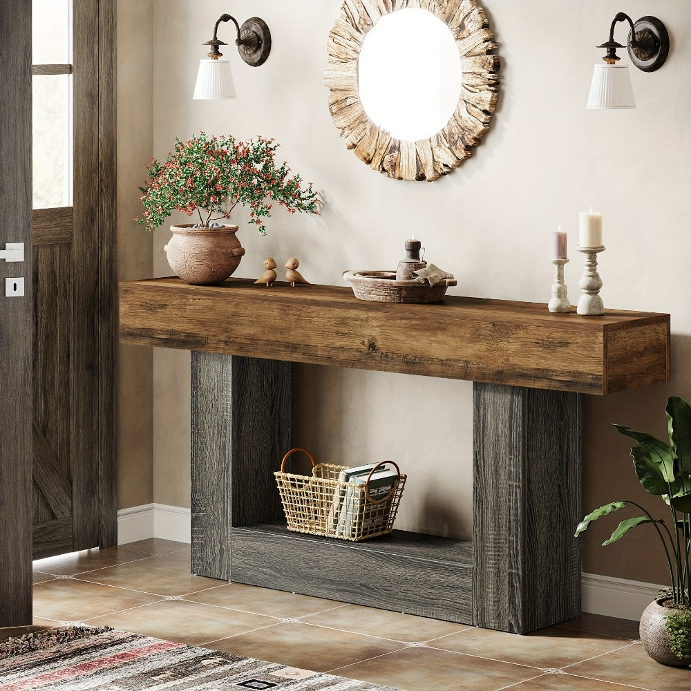 2-Tier Console Table, Narrow Entryway Table for Work, Display, and Everyday Use detail image - detail view 12