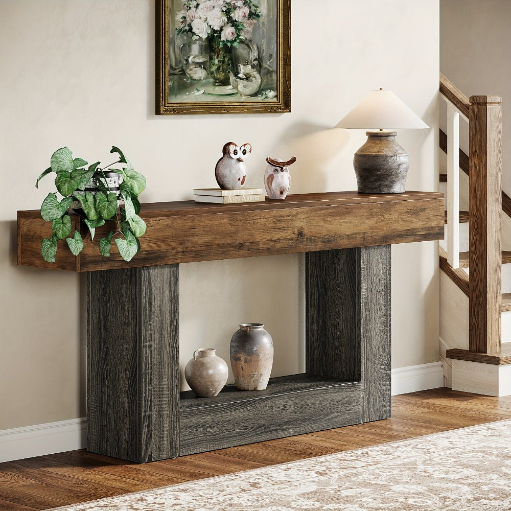 2-Tier Console Table, Narrow Entryway Table for Work, Display, and Everyday Use detail image - detail view 8