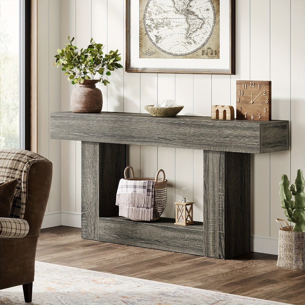 2-Tier Console Table, Narrow Entryway Table for Work, Display, and Everyday Use detail image - detail view 9