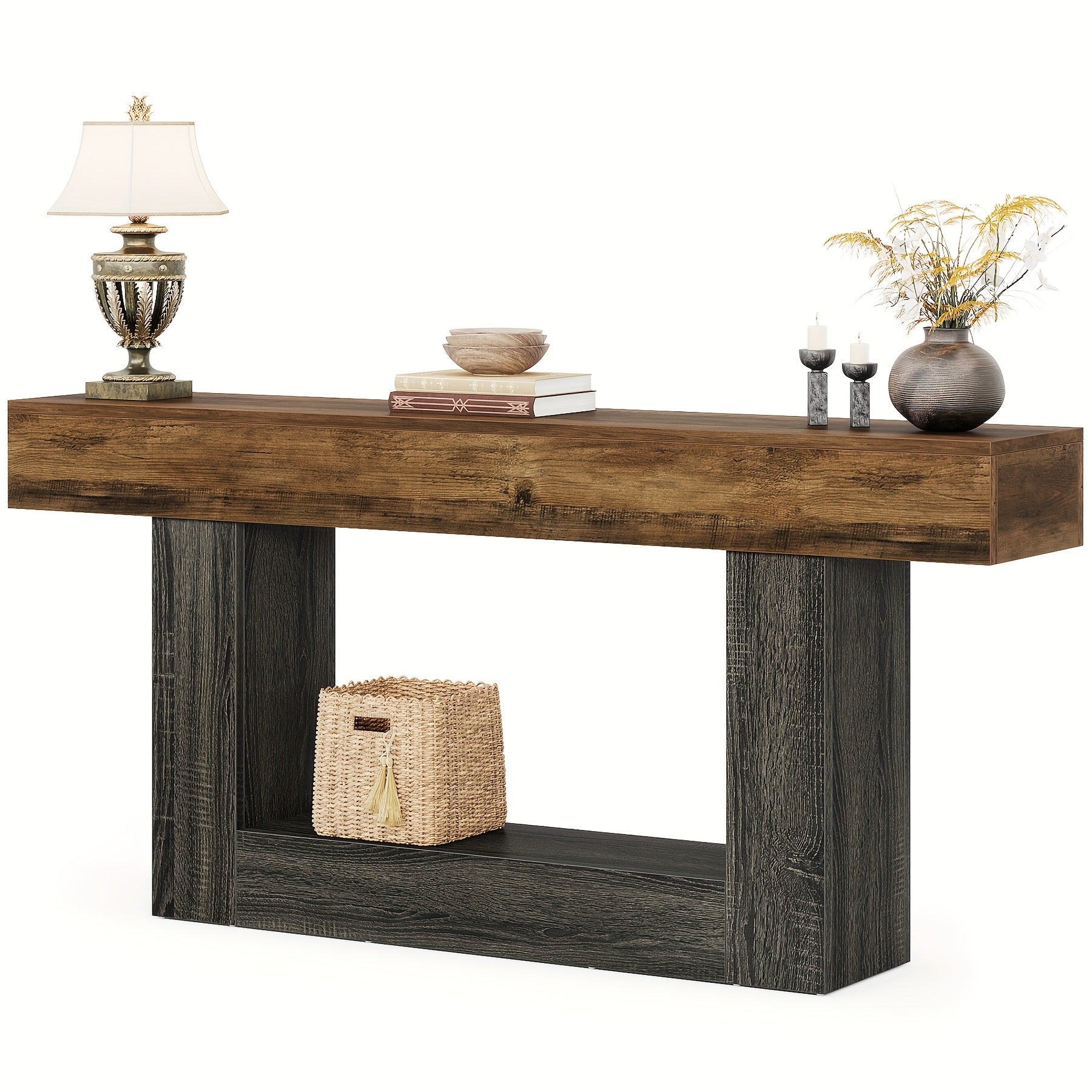 Console Table shown in the Rustic Brown and Grey option