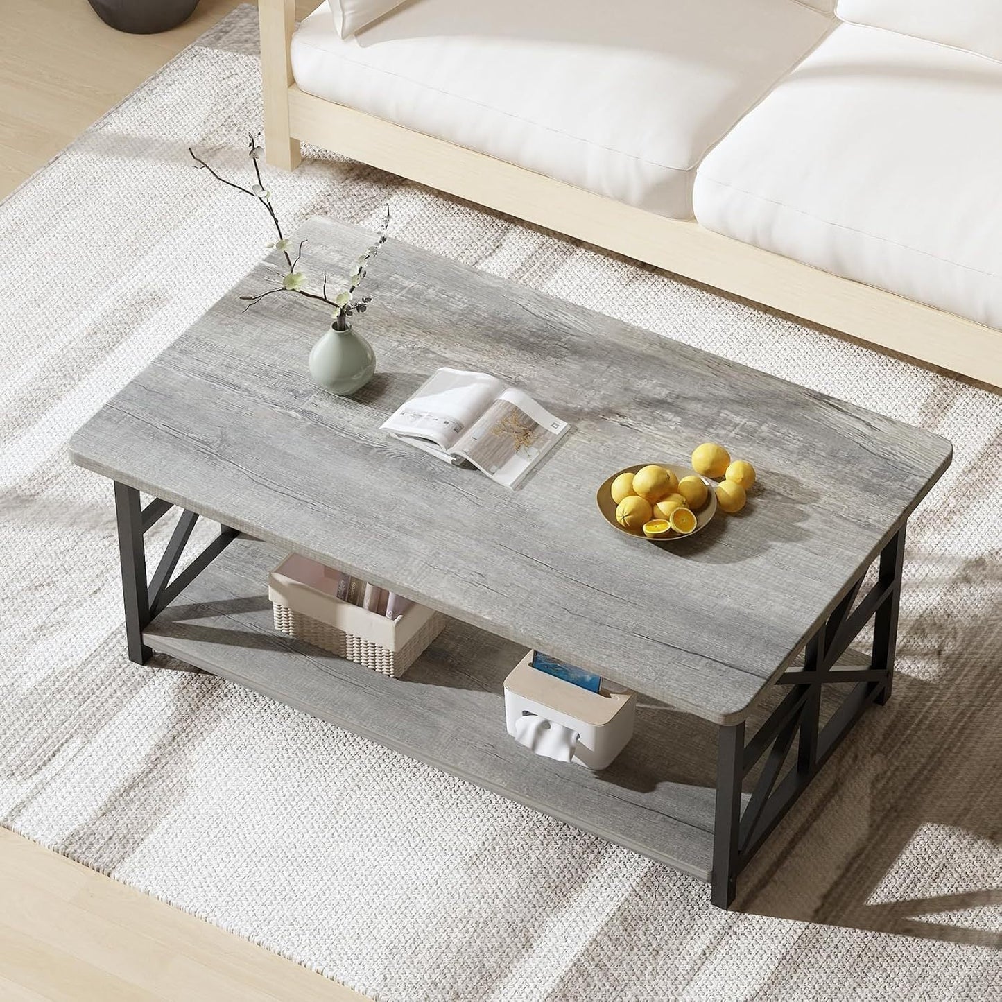 2-Tier Faux Marble Coffee Table with Multiple Color Options, Living Room Center Table detail image - detail view 11