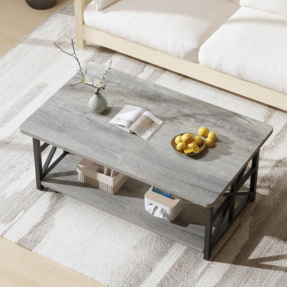 2-Tier Faux Marble Coffee Table with Multiple Color Options, Living Room Center Table detail image - detail view 11