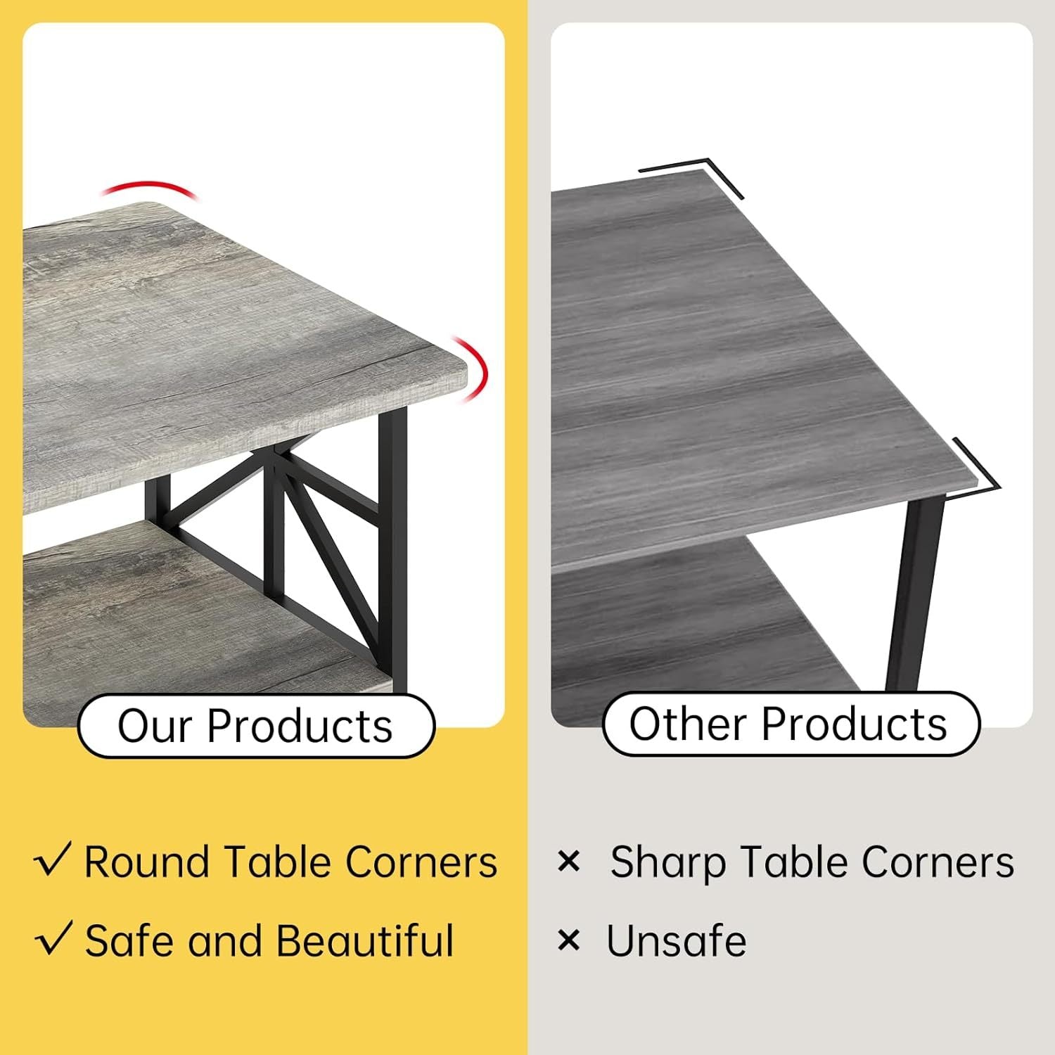 2-Tier Faux Marble Coffee Table with Multiple Color Options, Living Room Center Table detail image - detail view 15