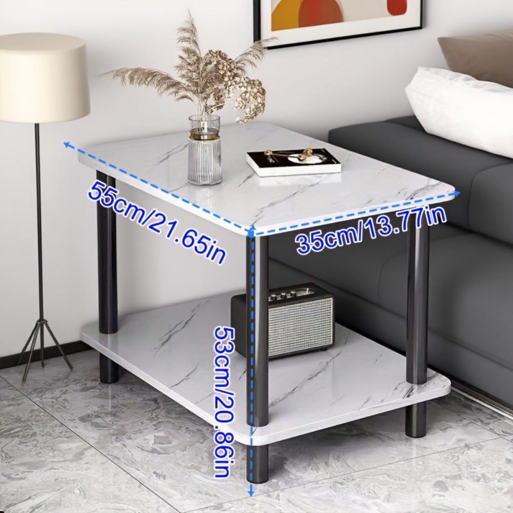 2-Tier Faux Marble Side Table with Multiple Color Options, Living Room End Table detail image - detail view 3