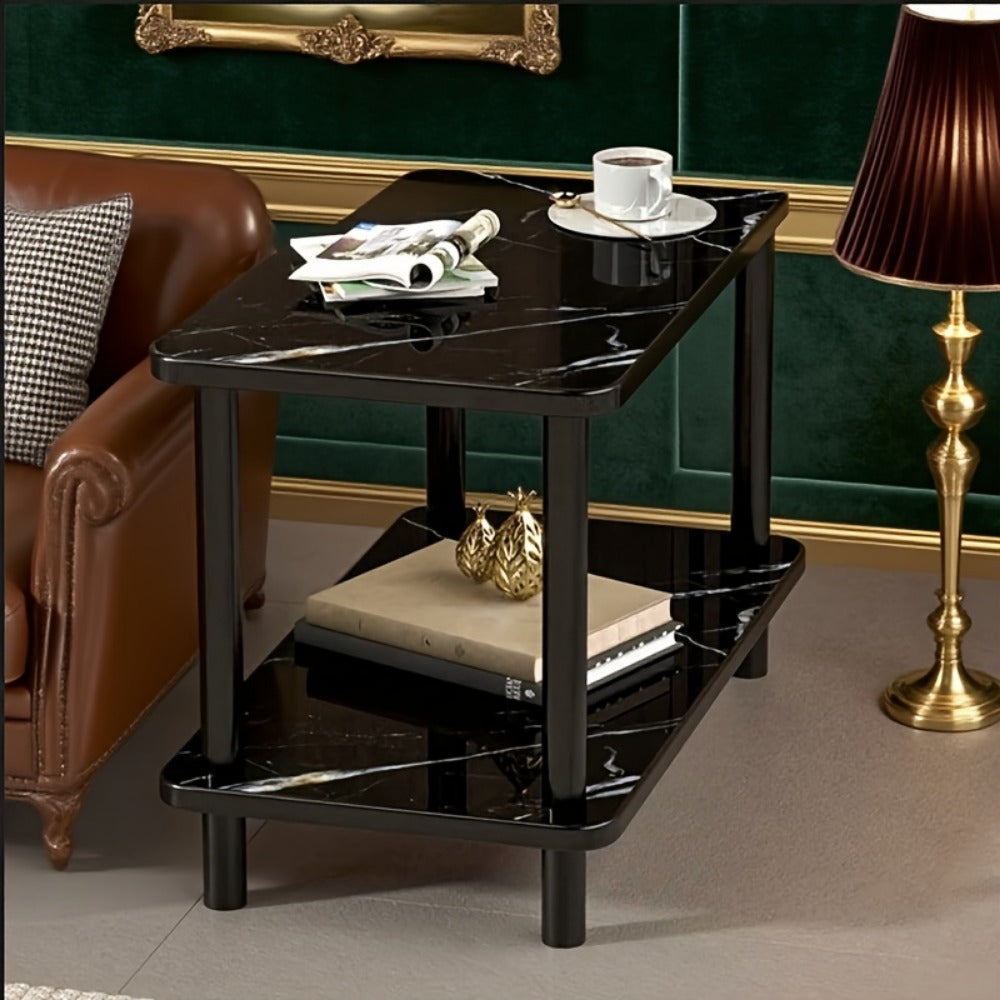 2-Tier Faux Marble Side Table with Multiple Color Options, Living Room End Table detail image - detail view 4