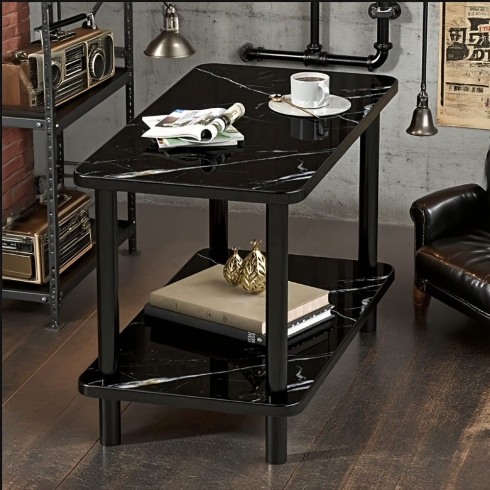 2-Tier Faux Marble Side Table with Multiple Color Options, Living Room End Table detail image - detail view 6