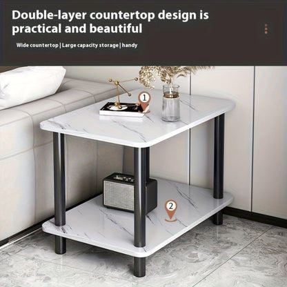 2-Tier Faux Marble Side Table with Multiple Color Options, Living Room End Table detail image - detail view 9