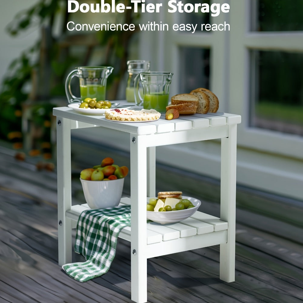2-Tier HDPE Outdoor Side Table with Weather-Resistant Finish for Patio detail image - detail view 11