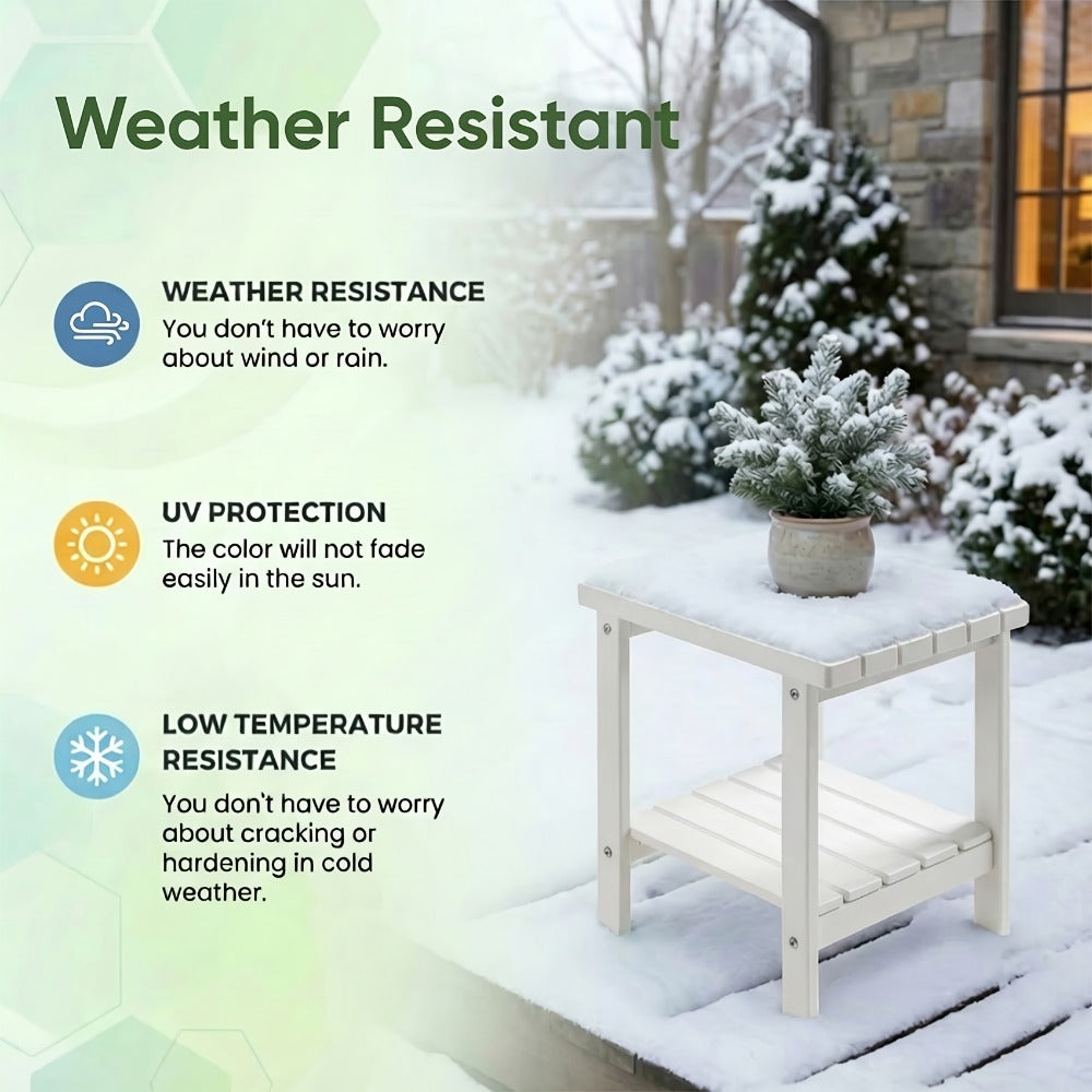 2-Tier HDPE Outdoor Side Table with Weather-Resistant Finish for Patio detail image - detail view 12