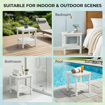 2-Tier HDPE Outdoor Side Table with Weather-Resistant Finish for Patio detail image - detail view 13