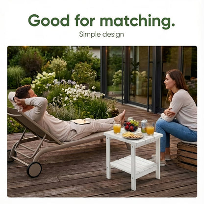 2-Tier HDPE Outdoor Side Table with Weather-Resistant Finish for Patio detail image