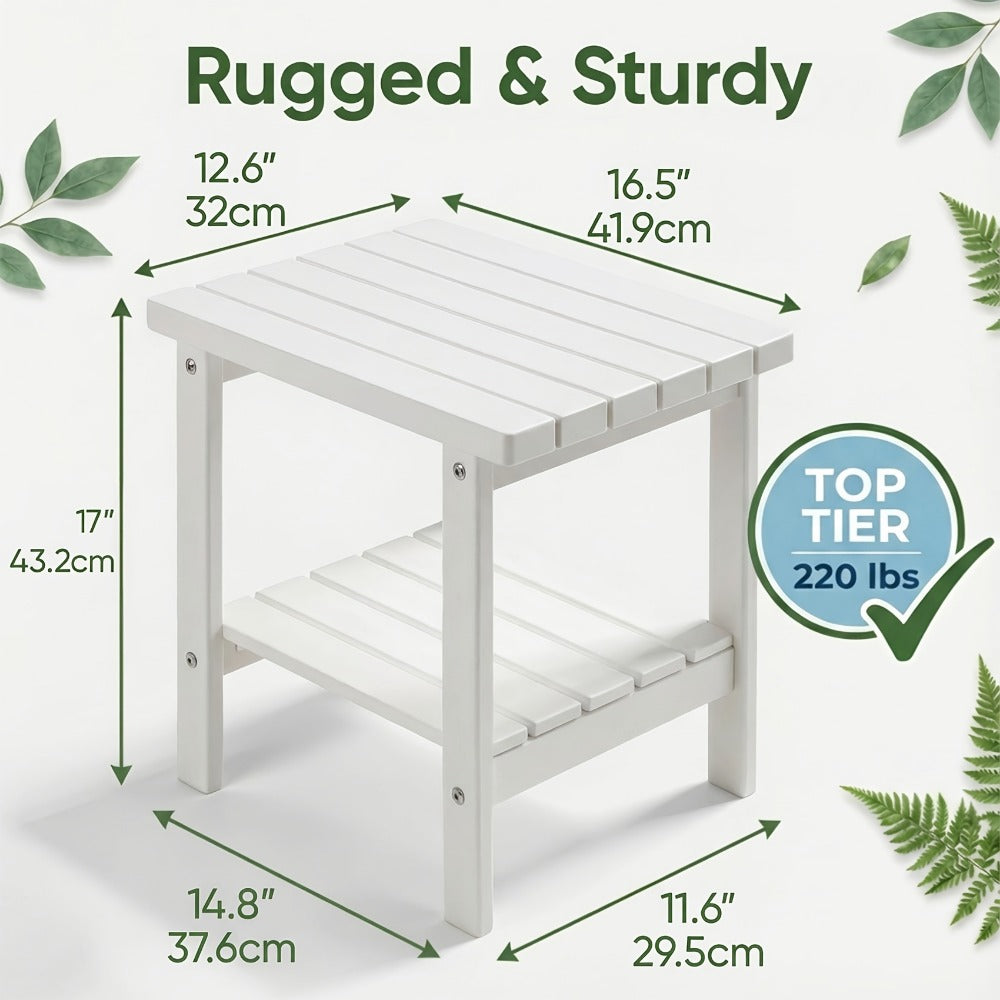2-Tier HDPE Outdoor Side Table with Weather-Resistant Finish for Patio detail image - detail view 4