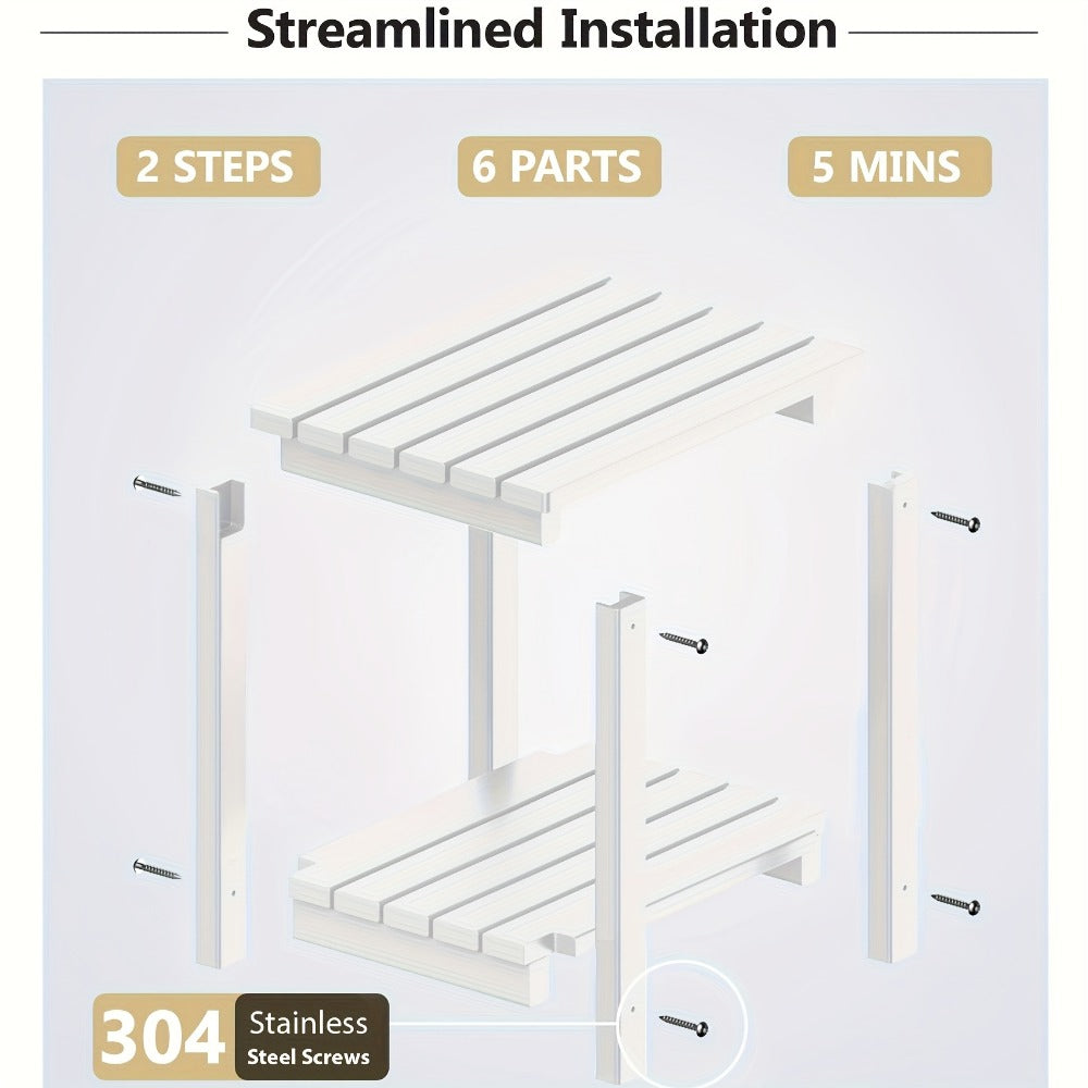2-Tier HDPE Outdoor Side Table with Weather-Resistant Finish for Patio detail image - detail view 5