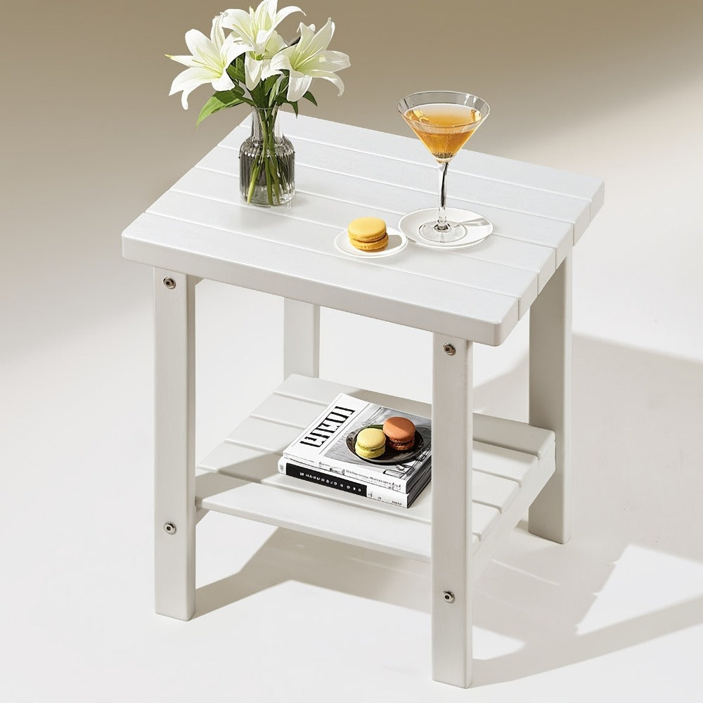 Outdoor Side Table, 2-Tier HDPE Adirondack Square Side Table 17" - Weather Resistant shown in the main product view