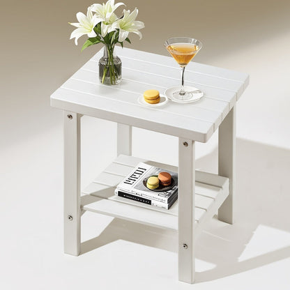 Outdoor Side Table, 2-Tier HDPE Adirondack Square Side Table 17" - Weather Resistant shown in the main product view