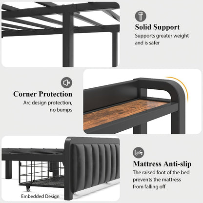 2-Tier Metal Bed Frame, Mattress Support Frame for Bedroom Comfort and Support detail image - detail view 15