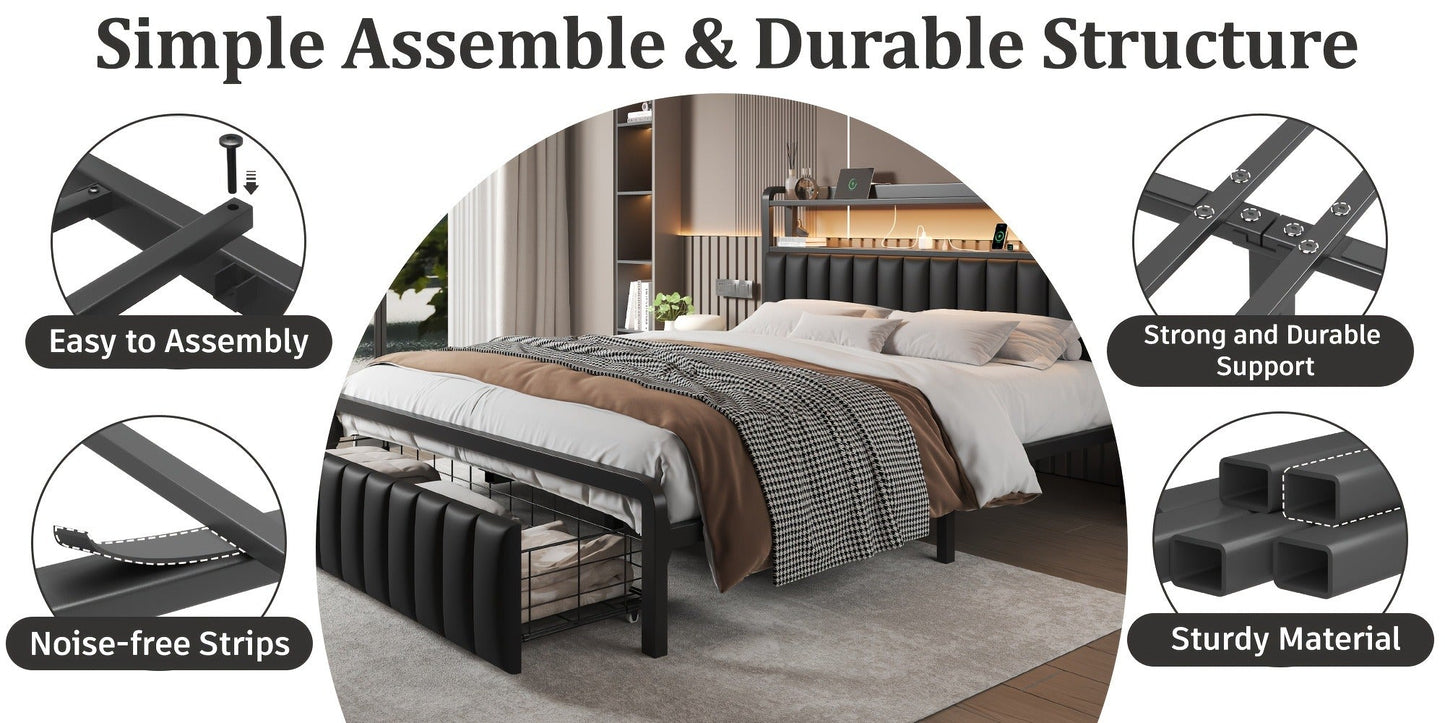 2-Tier Metal Bed Frame, Mattress Support Frame for Bedroom Comfort and Support detail image - detail view 17