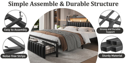 2-Tier Metal Bed Frame, Mattress Support Frame for Bedroom Comfort and Support detail image - detail view 17