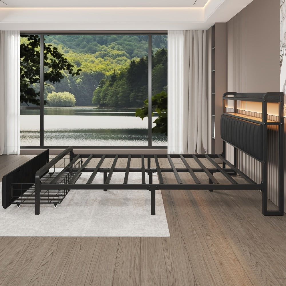 2-Tier Metal Bed Frame, Mattress Support Frame for Bedroom Comfort and Support detail image - detail view 18
