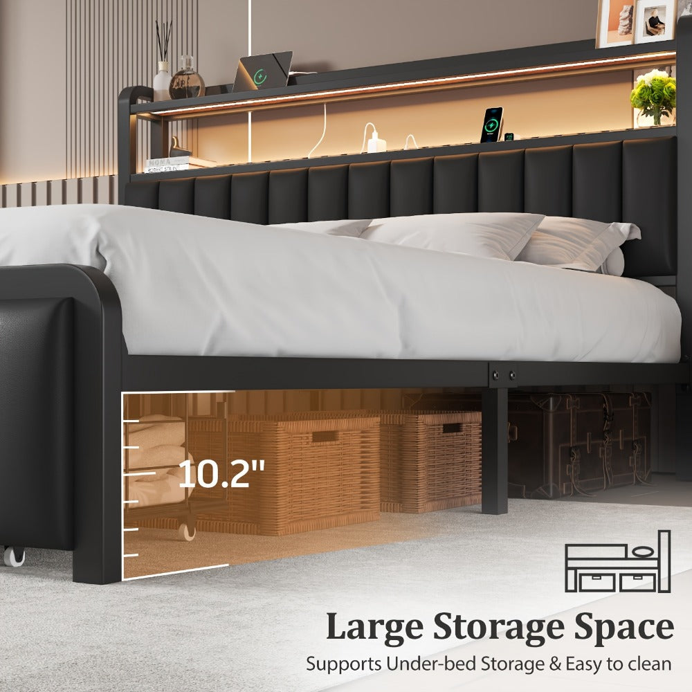 2-Tier Metal Bed Frame, Mattress Support Frame for Bedroom Comfort and Support detail image - detail view 6
