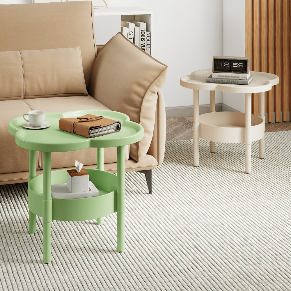 2-Tier Round Side Table with Open Shelves for Work, Display, and Everyday Use detail image - detail view 10